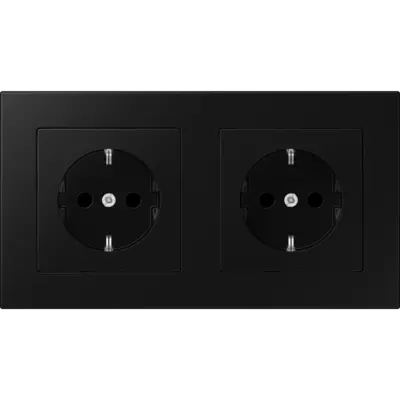 JUNG wandcontactdoos 2-voudig randaarde voorbedraad voor duo-inbouwdoos A550 grafietzwart mat (A 1520-2 BF SWM)