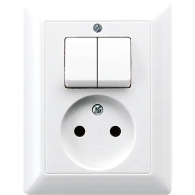 JUNG combinatie serieschakelaar/wandcontactdoos zonder randaarde AS500 alpine wit (AS 5545 EU WW)