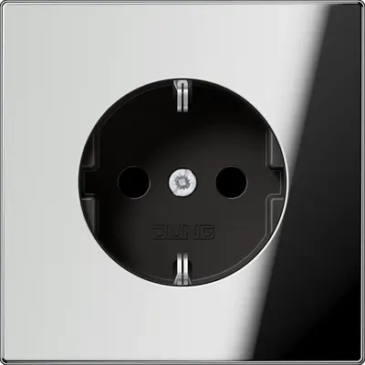 JUNG wandcontactdoos randaarde Safety+ LS990 glanzend chroom (GCR 1520 NKI)