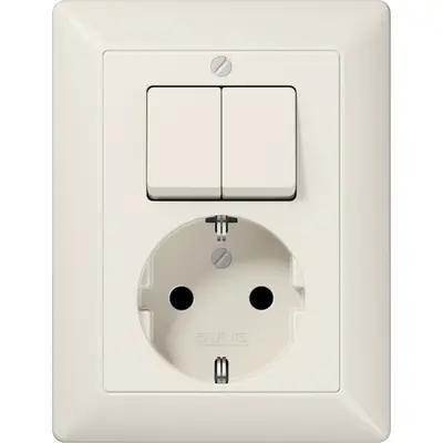 JUNG combinatie serieschakelaar/wandcontactdoos randaarde AS500 creme (AS 5575 EU)