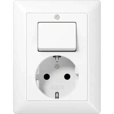 JUNG combinatie schakelaar/wandcontactdoos randaarde AS500 alpine wit (AS 5576 EU WW)