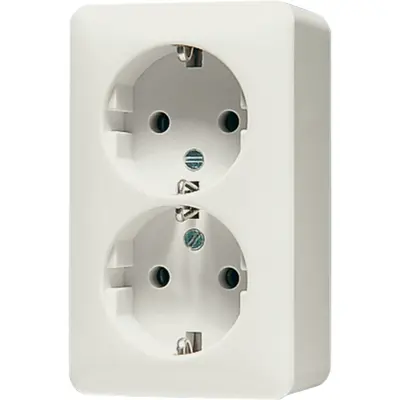 JUNG opbouw wandcontactdoos 2-voudig randaarde AP600 creme (6020 A)