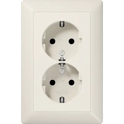 JUNG wandcontactdoos 2-voudig randaarde voor ovale 1,5 inbouwdoos AS500 creme (AS 5015)