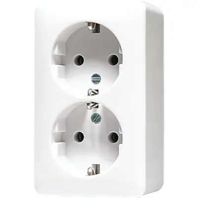JUNG opbouw wandcontactdoos 2-voudig randaarde AP600 alpine wit (6020 A WW)