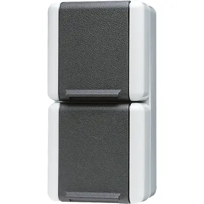 JUNG wandcontactdoos 2-voudig randaarde opbouw IP44 verticaal WG800 (822 W)