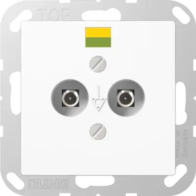 JUNG potentiaal aardingscontactdoos met draagring A-range alpine wit (A 565-2 N WW)