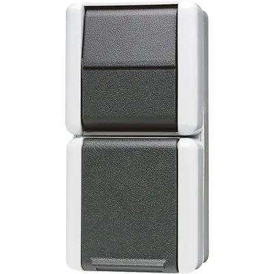 JUNG combinatie wandcontactdoos en schakelaar opbouw IP44 verticaal WG800 (876 W)