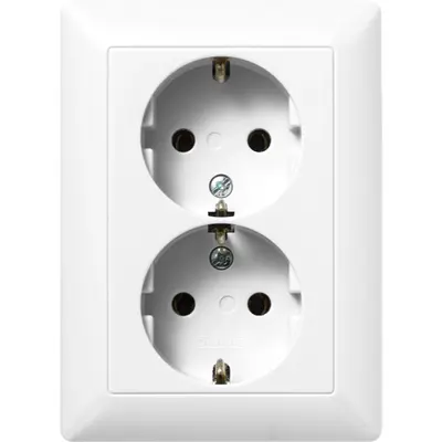 JUNG wandcontactdoos 2-voudig randaarde Safety+ voor enkele inbouwdoos Safety+ AS500 alpine wit (AS 5020 NKIU WW)