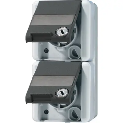 JUNG wandcontactdoos 2-voudig opbouw IP44 verticaal met slot WG800 (822 NAWSL)