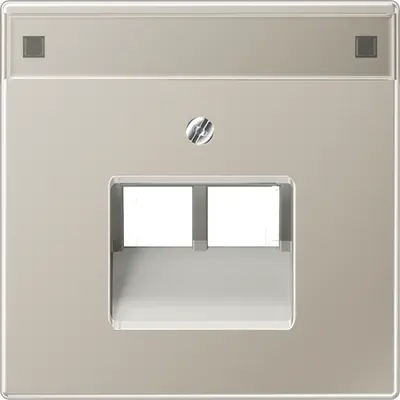 JUNG centraalplaat 2-voudig met tekstvenster tbv RJ45 wandcontactdoos LS990 edelstaal (ES 2969-2 NAUA)