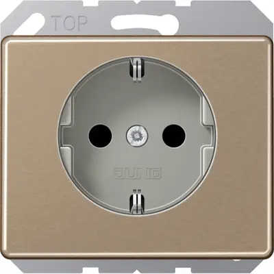 JUNG wandcontactdoos randaarde Safety+ SL500 goud-brons OP=OP (SL 520 NKI GB)