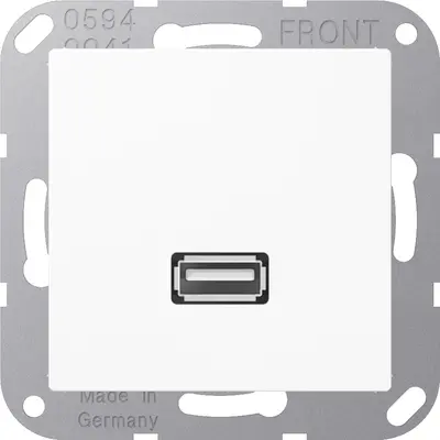 JUNG centraalplaat met draagring en USB-A naar USB-A koppeling A-range alpine wit (MA A 1122 WW)