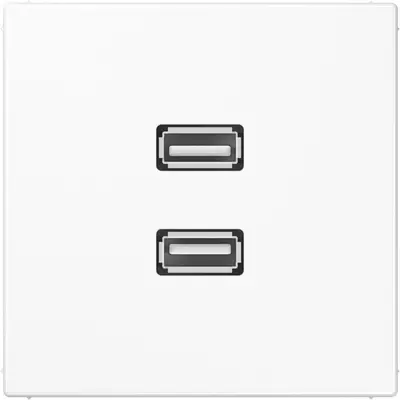 JUNG centraalplaat met draagring en 2 x USB-A naar USB-A koppeling LS990 alpine wit (MA LS 1153 WW)