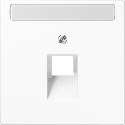 JUNG centraalplaat 1-voudig met tekstvenster tbv RJ45 wandcontactdoos LS990 alpine wit (LS 969-1 NAUA WW)