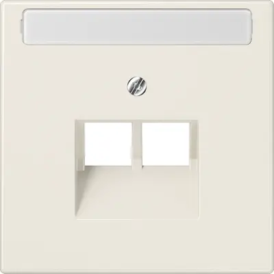 JUNG centraalplaat 2-voudig met tekstvenster tbv RJ45 wandcontactdoos LS990 creme (LS 969-2 NAUA)