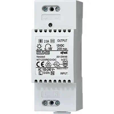 JUNG voedingseenheid DC12V 24W Din-rail montage 2TE (NT 1220 REG VDC)