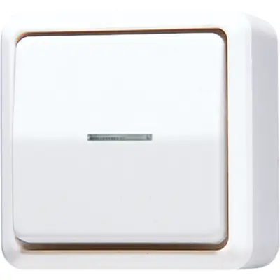 JUNG opbouw wisselschakelaar met controlelamp 10A AP600 alpine wit (606 KO5 A WW)