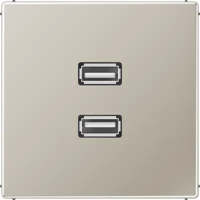 JUNG centraalplaat met draagring en 2 x USB-A naar USB-A koppeling LS990 edelstaal (MA ES 1153)