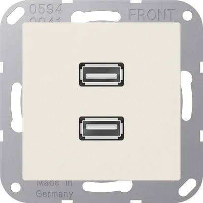 JUNG centraalplaat met draagring en 2 x USB-A naar USB-A koppeling A-range creme (MA A 1153)