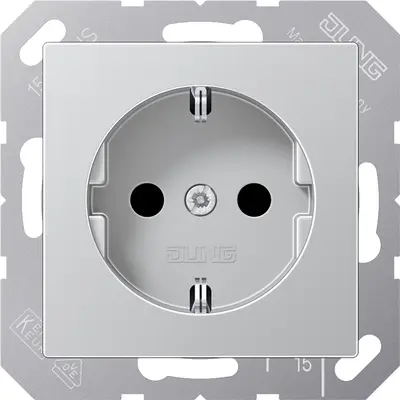 JUNG wandcontactdoos randaarde A-range aluminium (A 1520 N AL)