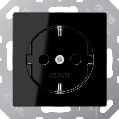 JUNG wandcontactdoos randaarde Safety+ A-range zwart glans (A 1520 NKI SW)