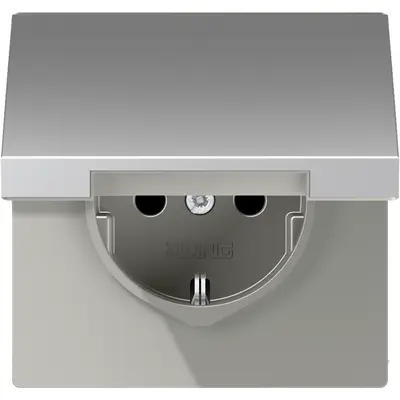 JUNG wandcontactdoos randaarde klapdeksel LS990 aluminium (AL 1520 NKL)