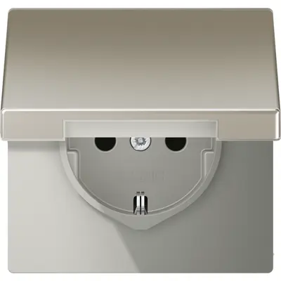 JUNG wandcontactdoos randaarde Safety+ klapdeksel LS990 edelstaal (ES 1520 NKIKL)