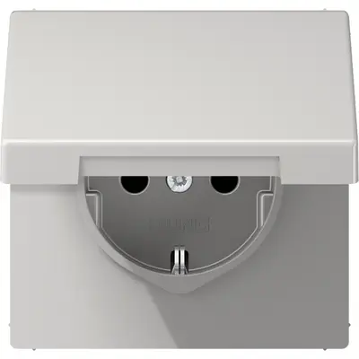 JUNG wandcontactdoos randaarde klapdeksel LS990 lichtgrijs (LS 1520 NKL LG)