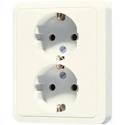 JUNG wandcontactdoos 2-voudig randaarde Safety+ voor enkele inbouwdoos CD500 creme (5020 NKIU)
