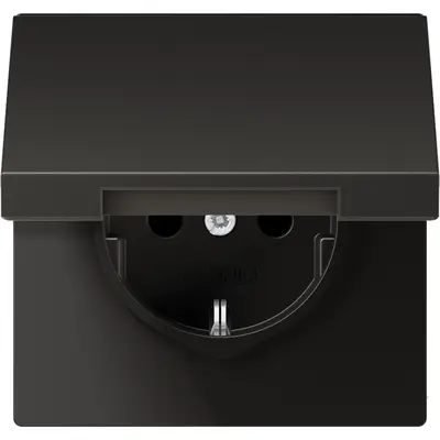 JUNG wandcontactdoos randaarde klapdeksel LS990 antraciet gelakt aluminium (AL 1520 NKL AN)