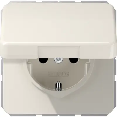 JUNG wandcontactdoos randaarde Safety+ klapdeksel CD500 creme (CD 1520 NBFKIKL)