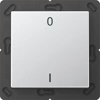 JUNG EnOcean draadloze wandzender 2-kanaals met symbolen 0-1 A-range aluminium (ENO A 590-01 AL)