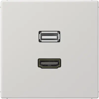 JUNG centraalplaat met draagring en 1 x USB-A en 1 x HDMI koppeling LS990 lichtgrijs (MA LS 1163 LG)