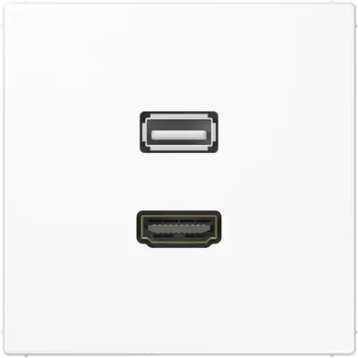 JUNG centraalplaat met draagring en 1 x USB-A en 1 x HDMI koppeling LS990 alpine wit (MA LS 1163 WW)