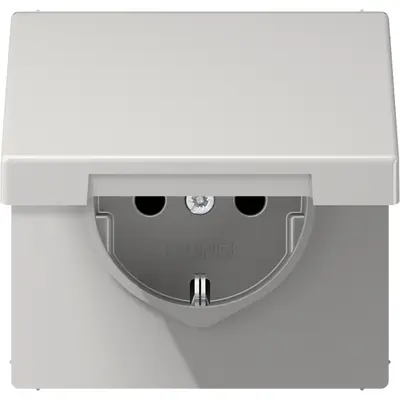 JUNG wandcontactdoos randaarde Safety+ klapdeksel LS990 lichtgrijs (LS 1520 NKIKL LG)