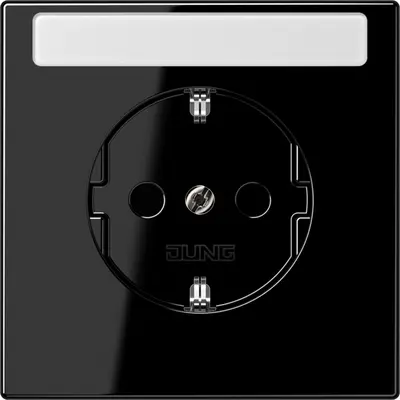 JUNG wandcontactdoos randaarde tekstvenster Safety+ LS990 zwart glans (LS 1520 NKINA SW)