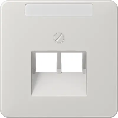 JUNG centraalplaat 2-voudig met tekstvenster tbv RJ45 wandcontactdoos CD500 lichtgrijs (CD 569-2 NAUA LG)
