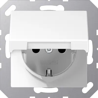 JUNG wandcontactdoos randaarde met klapdeksel en klauwbevestiging A-range alpine wit (A 1520 BFKL WW)