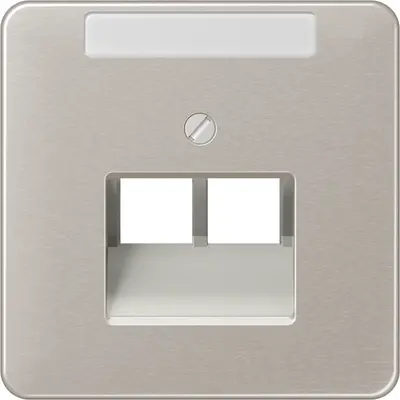 JUNG centraalplaat 2-voudig met tekstvenster tbv RJ45 wandcontactdoos CD500 platina (CD 569-2 NAUA PT)