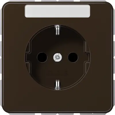 JUNG wandcontactdoos randaarde Safety+ met tekstvenster CD500 bruin (CD 1520 NKINA BR)