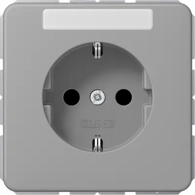 JUNG wandcontactdoos randaarde Safety+ met tekstvenster CD500 grijs (CD 1520 NKINA GR)