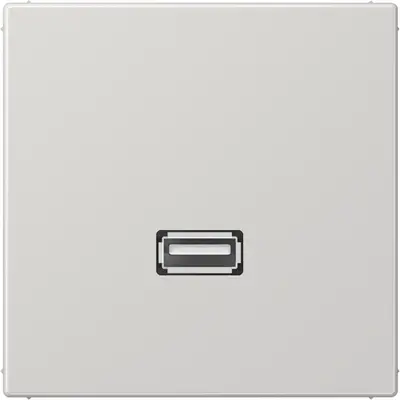 JUNG centraalplaat met draagring en USB-A naar USB-A koppeling LS990 lichtgrijs (MA LS 1122 LG)