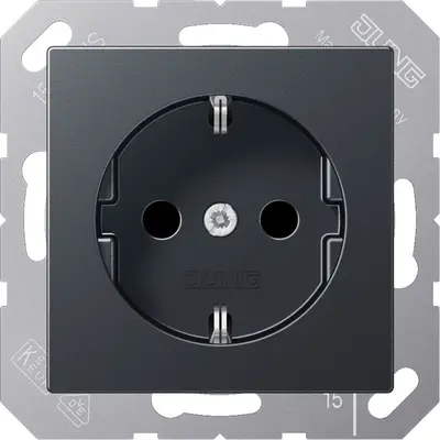 JUNG wandcontactdoos randaarde Safety+ A-range antraciet mat (A 1520 NBFKI ANM)