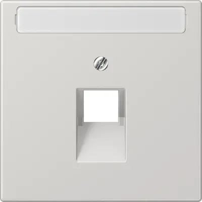 JUNG centraalplaat 1-voudig met tekstvenster tbv RJ45 wandcontactdoos LS990 lichtgrijs (LS 969-1 NAUA LG)