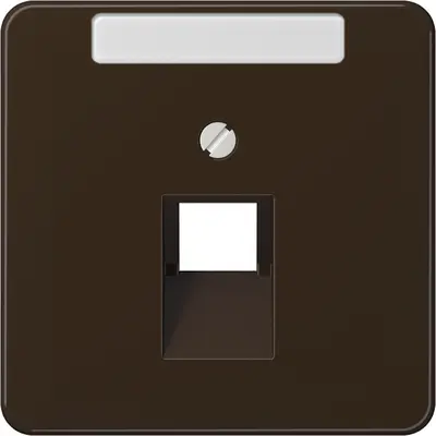 JUNG centraalplaat 1-voudig met tekstvenster tbv RJ45 wandcontactdoos CD500 bruin (CD 569-1 NAUA BR)