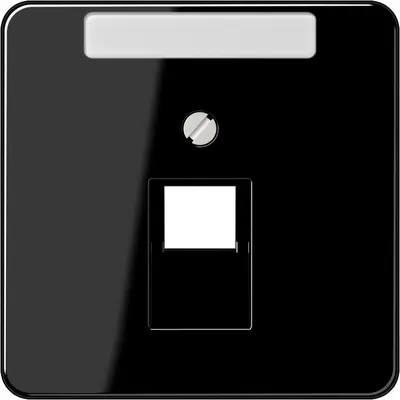 JUNG centraalplaat 1-voudig met tekstvenster tbv RJ45 wandcontactdoos CD500 zwart glans (CD 569-1 NAUA SW)