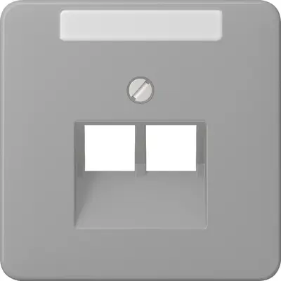 JUNG centraalplaat 2-voudig met tekstvenster tbv RJ45 wandcontactdoos CD500 grijs (CD 569-2 NAUA GR)