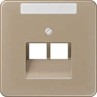 JUNG centraalplaat 2-voudig met tekstvenster tbv RJ45 wandcontactdoos CD500 goud brons (CD 569-2 NAUA GB)