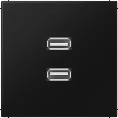JUNG centraalplaat met draagring en 2 x USB-A naar USB-A koppeling LS990 zwart glans (MA LS 1153 SW)
