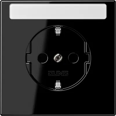 JUNG wandcontactdoos randaarde tekstvenster LS990 zwart glans (LS 1520 NNA SW)
